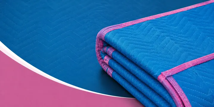 Baby Blue Cotton Moving Blankets – Pink Trim product photo