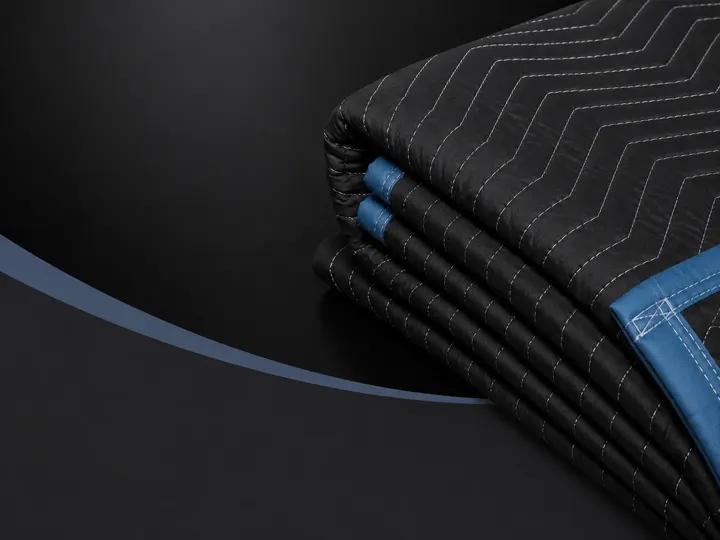 Black Polyester Moving Blankets – Blue Trim product photo