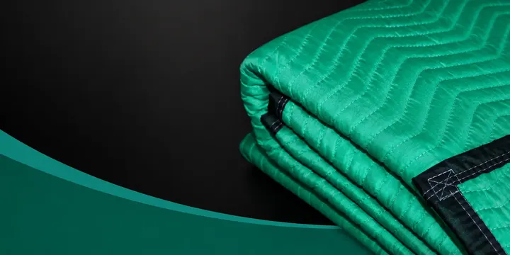 Green Polyester Moving Blankets – Black Trim product photo