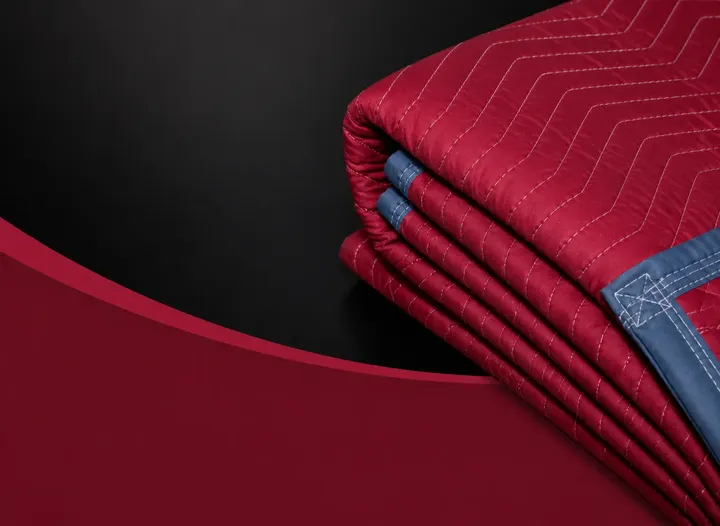 Red Polyester Moving Blankets – Blue Trim product photo
